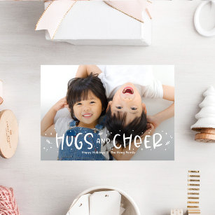 Cheerful Hug Editable Color Holiday Photo Card