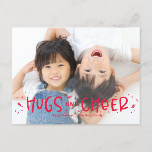 Cheerful Hug Editable Color Photo Holiday Postcard