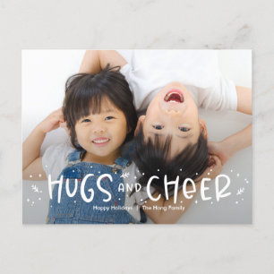 Cheerful Hug Editable Color Photo Holiday Postcard