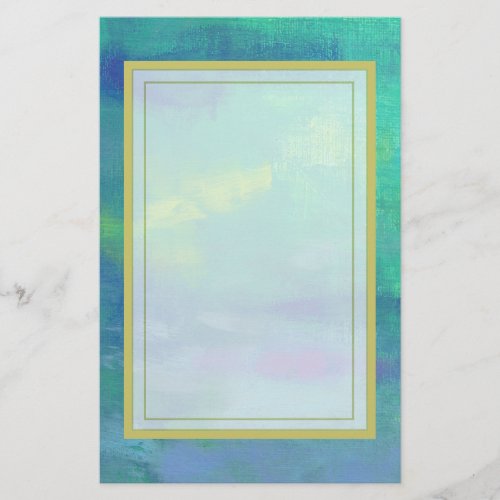 Cheerful Impressionist Abstract in Green and Blue Stationery