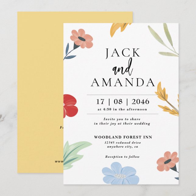 Cheerful Joyful Colorful Wedding invitations (Front/Back)
