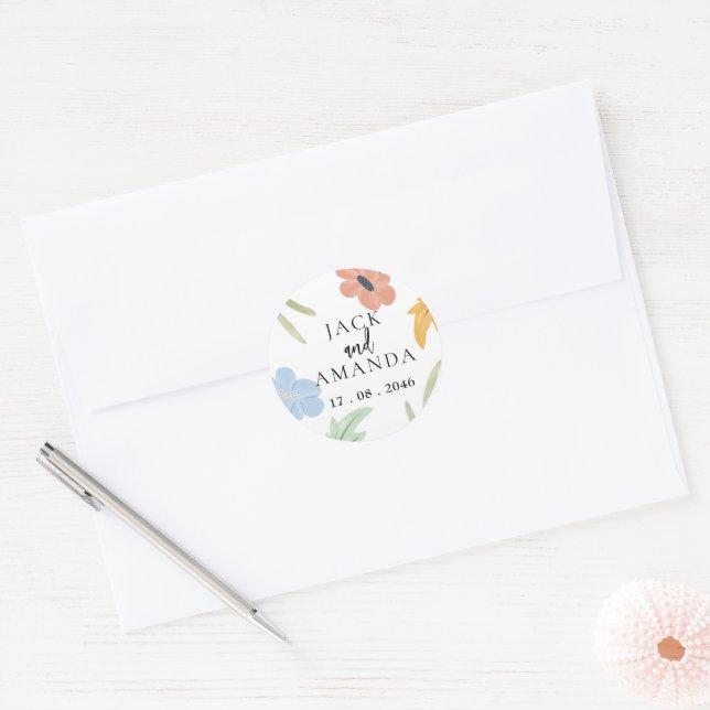 Cheerful Joyful Colorful Wedding Packaging Sticker (Envelope)