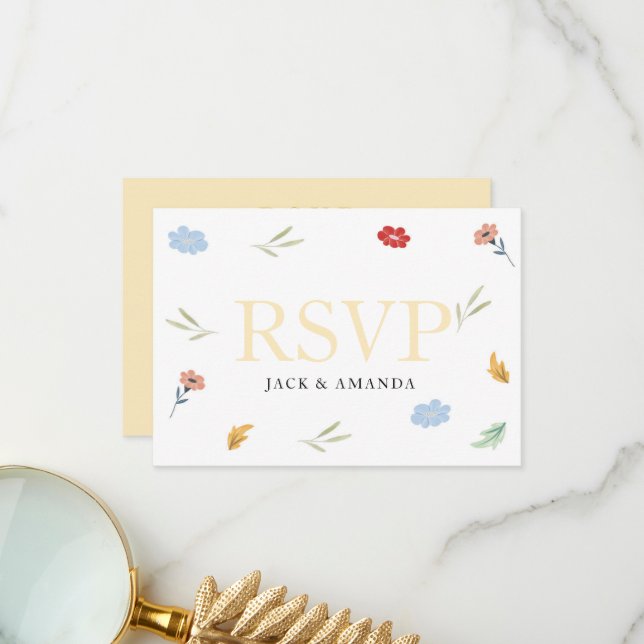 Cheerful Joyful Colorful Wedding RSVP cards (Front/Back In Situ)
