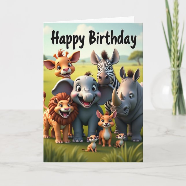 Cheerful Jungle Friends Card (Front)