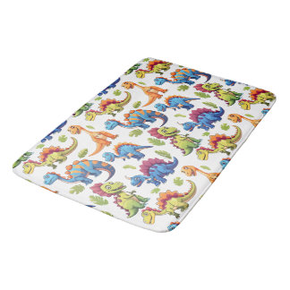 Cheerful Jurassic Dinosaur Kids Bath Mat