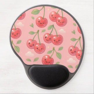 Cheerful Kawaii Cherry Pattern Illustration Gel Mouse Pad