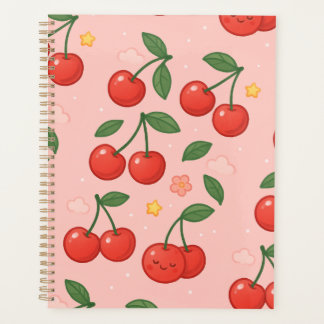 Cheerful Kawaii Cherry Pattern Illustration Planner