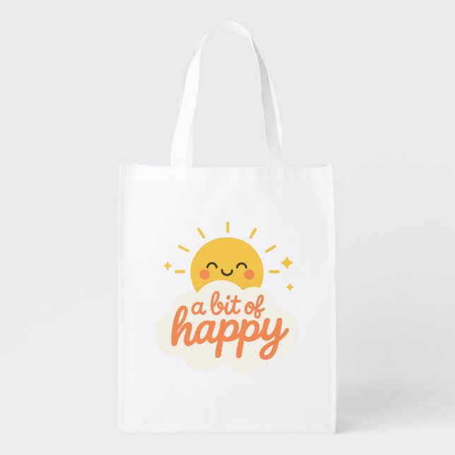 Cheerful Kawaii Sun with Rosy Cheeks Bit of Happy Grocery Bag (Front)