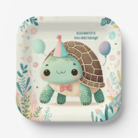 Cheerful Kids Cute Tortoise Birthday Party