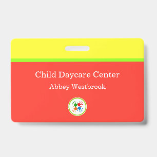 Cheerful Kids Daycare Logo Template Name Badges