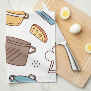Cheerful Kitchen Doodle Pattern Towel