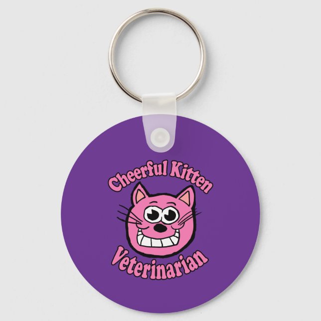 Cheerful Kitten Veterinarian Keychain (Front)