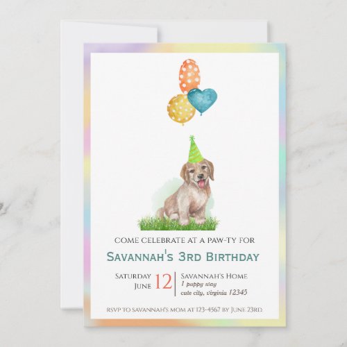 Cheerful Labrador Puppy Birthday Paw_ty Invitation