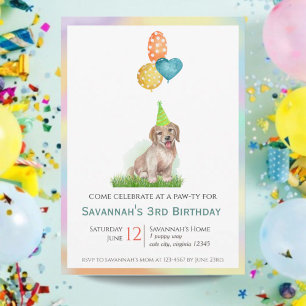 Cheerful Labrador Puppy Birthday Paw-ty Invitation