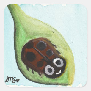 Cheerful Ladybug Square Sticker