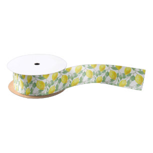 Cheerful Lemon Pattern Satin Ribbon