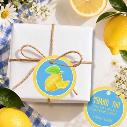 Cheerful Lemon Thank You Yellow and Blue Favor Tags