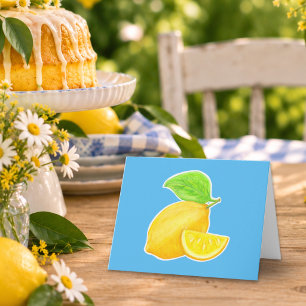 Cheerful Lemon Yellow and Blue Citrus Note Card