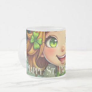 Cheerful Leprechaun - St. Patrick's Day Lucky Char Frosted Glass Coffee Mug