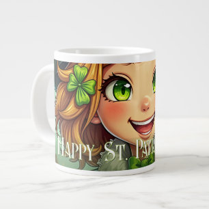 Cheerful Leprechaun - St. Patrick's Day Lucky Char Giant Coffee Mug