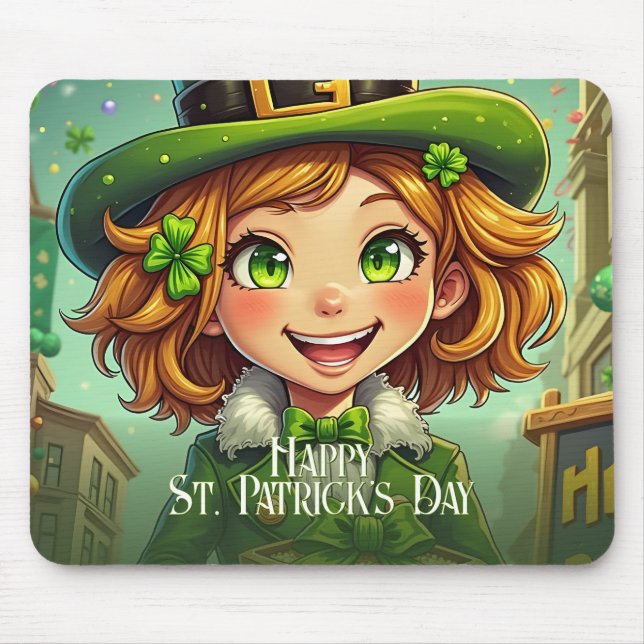 Cheerful Leprechaun - St. Patrick's Day Lucky Char Mouse Pad (Front)