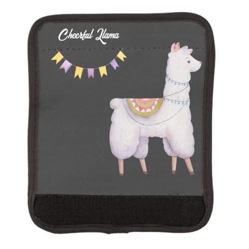 Cheerful Llama   Luggage Handle Wrap