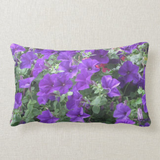 Cheerful lumbar pillow with purple petunias!