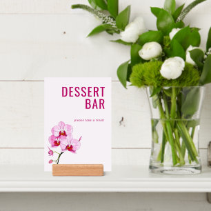 Cheerful Magenta Floral Dessert Sign Holder