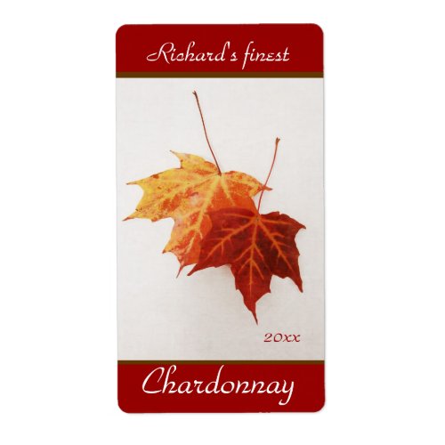 Cheerful maple leaves wine bottle labels
