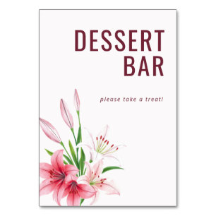 Cheerful Maroon Watercolor Lily Table Number