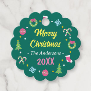 Cheerful merry Christmas Favor Tags