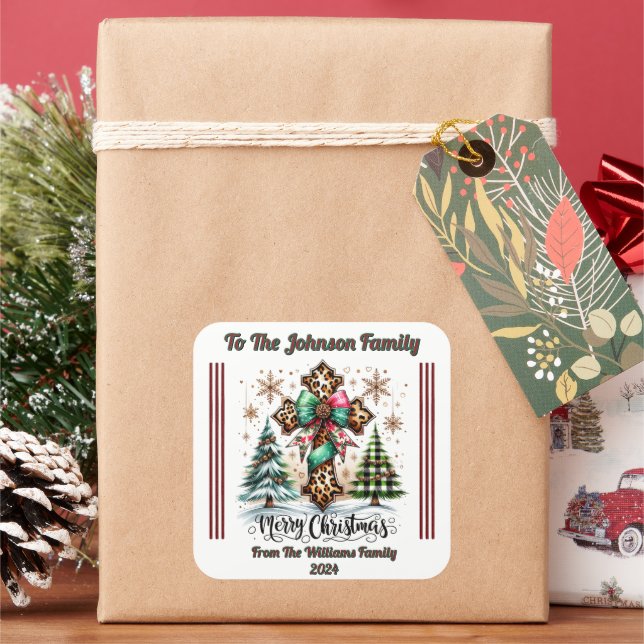 Cheerful Merry Christmas Gift Sticker (Holiday)