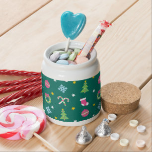 Cheerful merry Christmas pattern Candy Jar