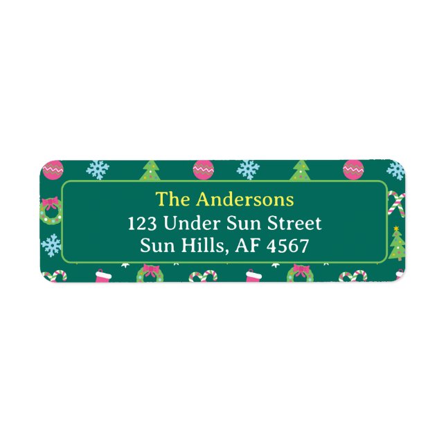 Cheerful merry Christmas pattern Label (Front)