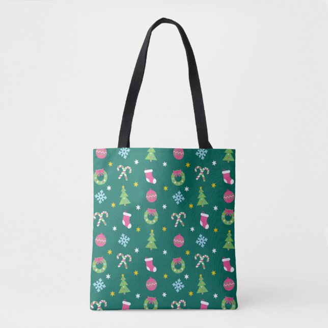 Cheerful merry Christmas pattern Tote Bag (Front)