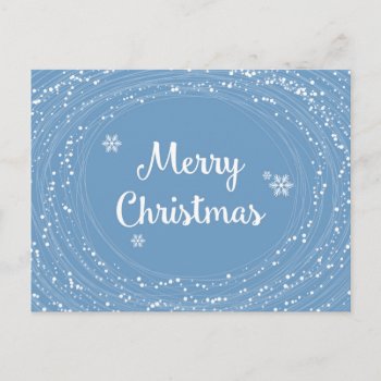 Cheerful Merry Christmas Snow Stars Blue White Holiday Postcard by GoodThingsByGorge at Zazzle