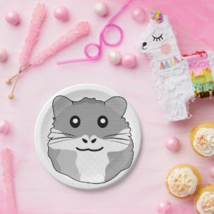Cheerful Minimalist Hamster Paper Plates