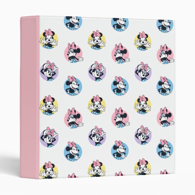 Cheerful Minnie Mouse Polka Dot Pattern 3 Ring Binder (Front/Spine)
