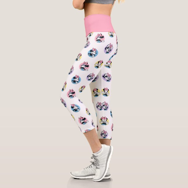 Cheerful Minnie Mouse Polka Dot Pattern Capri Leggings (Left)