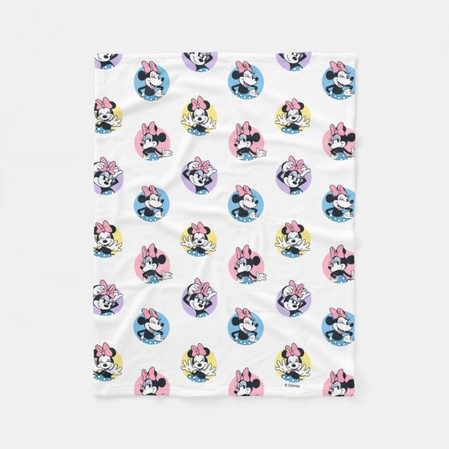 Cheerful Minnie Mouse Polka Dot Pattern Fleece Blanket (Front)