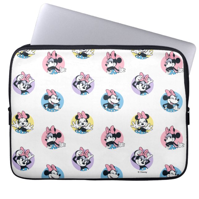 Cheerful Minnie Mouse Polka Dot Pattern Laptop Sleeve (Front)