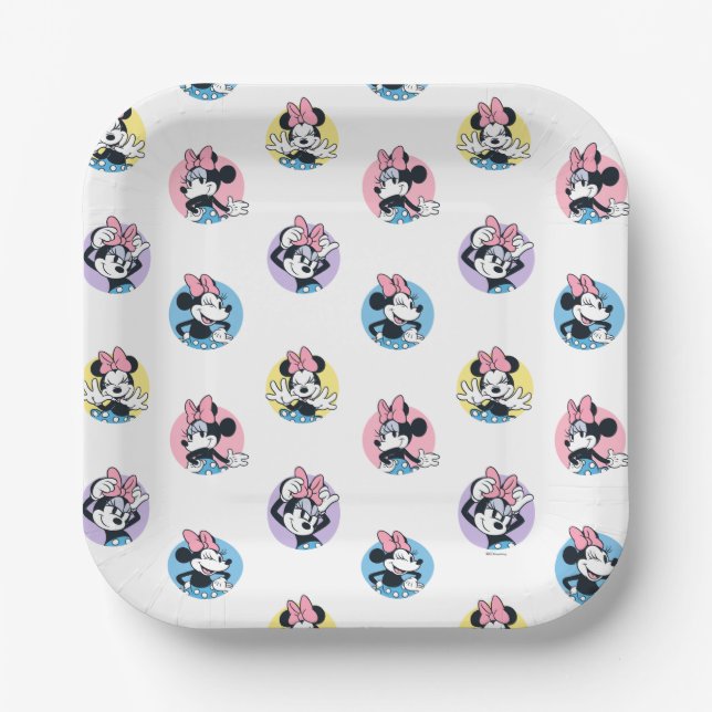 Cheerful Minnie Mouse Polka Dot Pattern Paper Plates (Front)