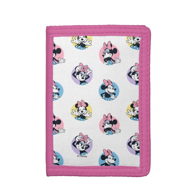 Cheerful Minnie Mouse Polka Dot Pattern Trifold Wallet (Front Vertical)