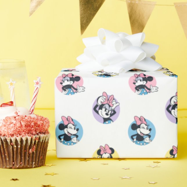 Cheerful Minnie Mouse Polka Dot Pattern Wrapping Paper (Birthday Party)