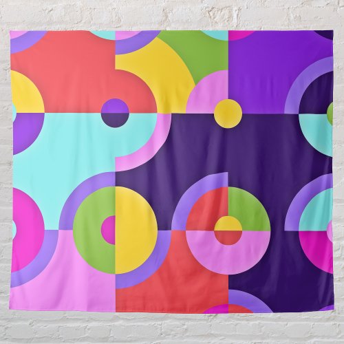 Cheerful Modern Circles in Pink Blue and Green Tapestry