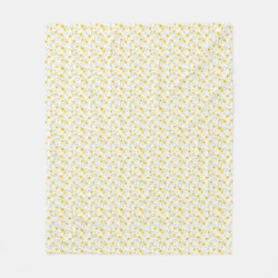 Cheerful Morning Daisy Sunny Watercolor Floral Fleece Blanket