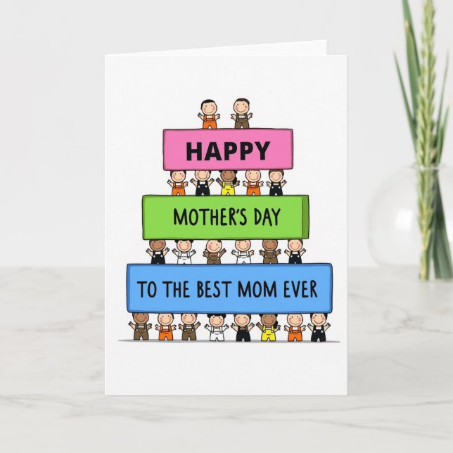 Cheerful Mothers Day Blocks Card (Front)