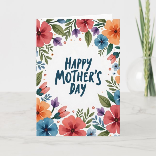 Cheerful Mothers Day Blooms Card (Front)