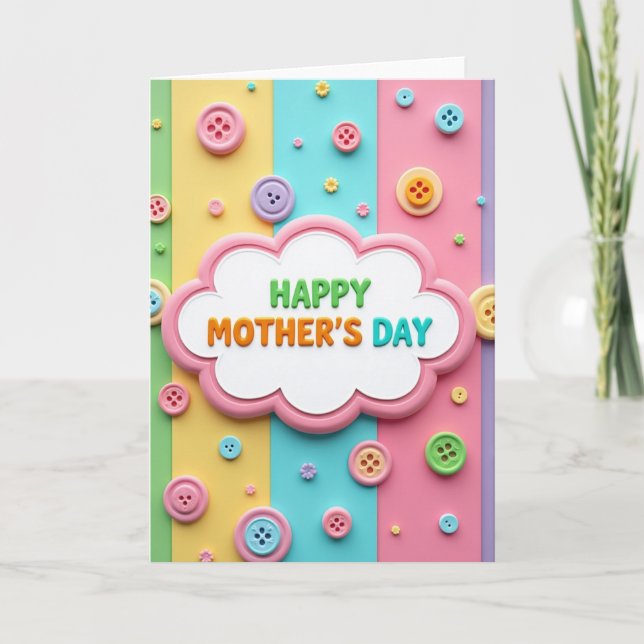 Cheerful Mothers Day Cloud Art Card (Front)