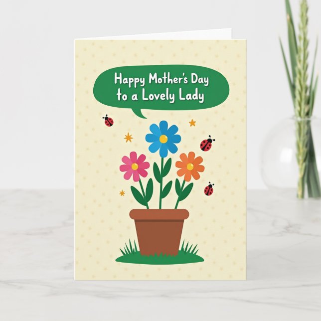 Cheerful Mothers Day Flower Card (Front)
